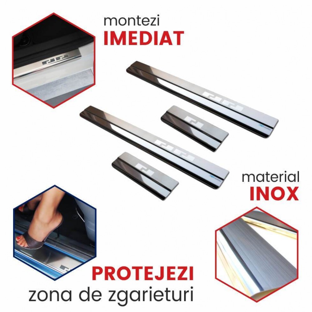 Protectii inox praguri usi Mitsubishi Lancer IX, caroserie Combi, fabricatie 10.2007 - 08.2017