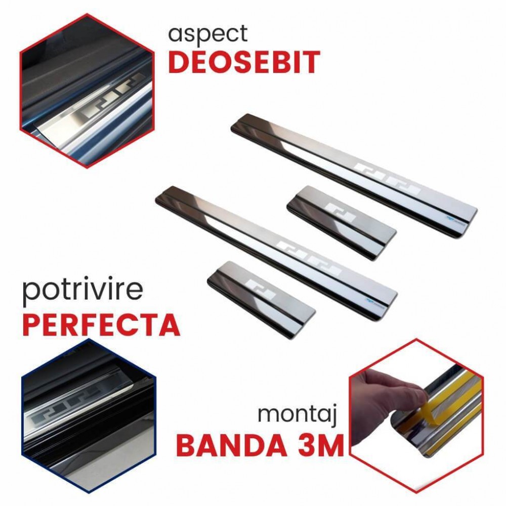 Protectii inox praguri usi Volkswagen Golf 6 Plus, caroserie Hatchback, fabricatie 04.2009 - 2014